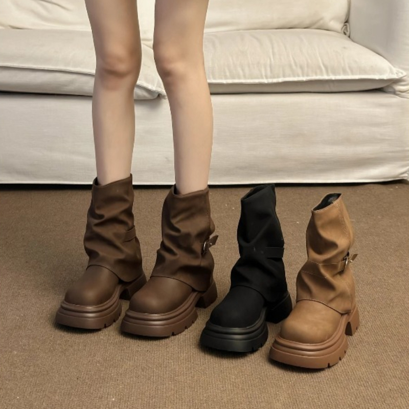 Botas Femininas de Cano Curto  - Pipe Bending Spring avaliação e preço