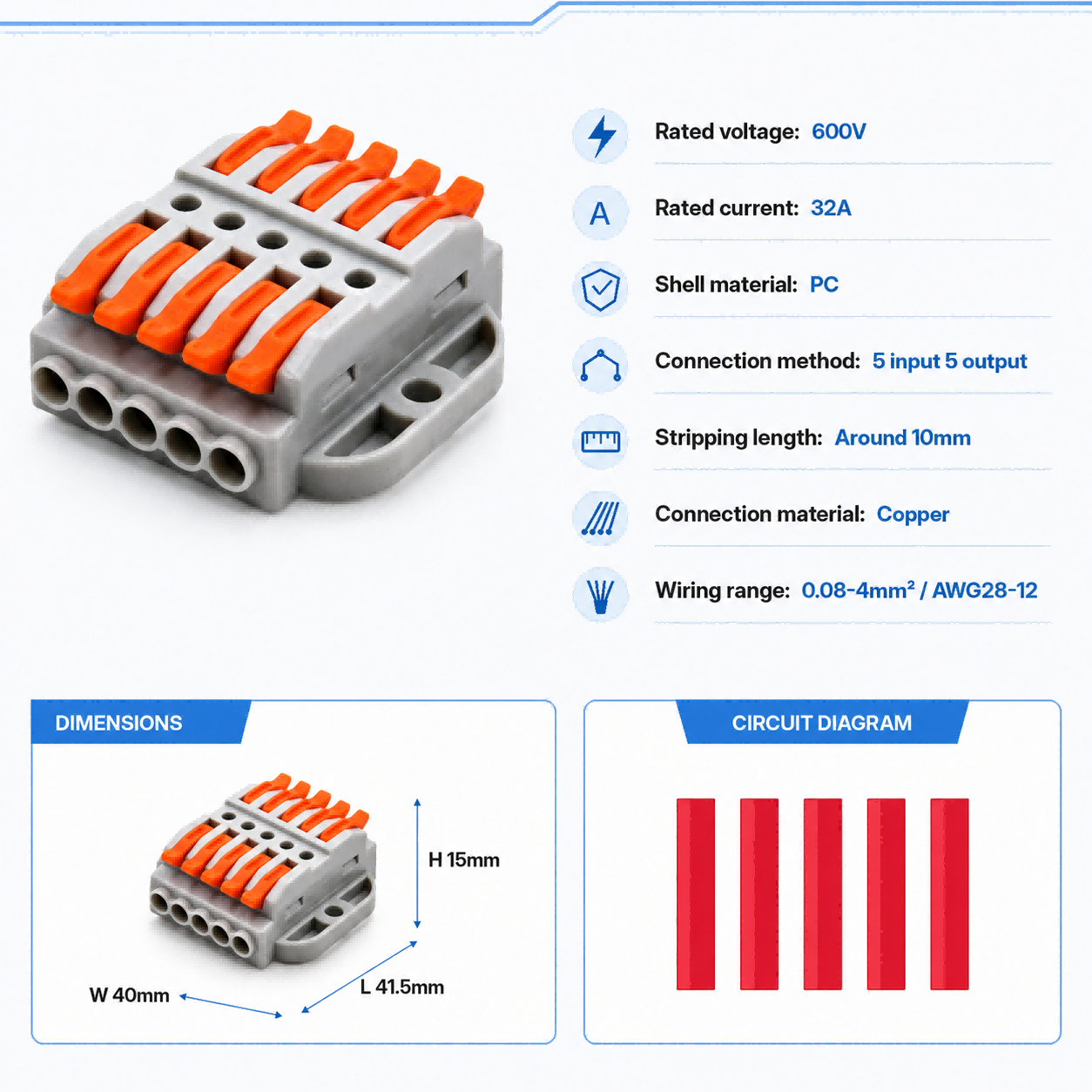 Conectores de Fio de 2-30 Pino - Push Fit Connector avaliação e preço